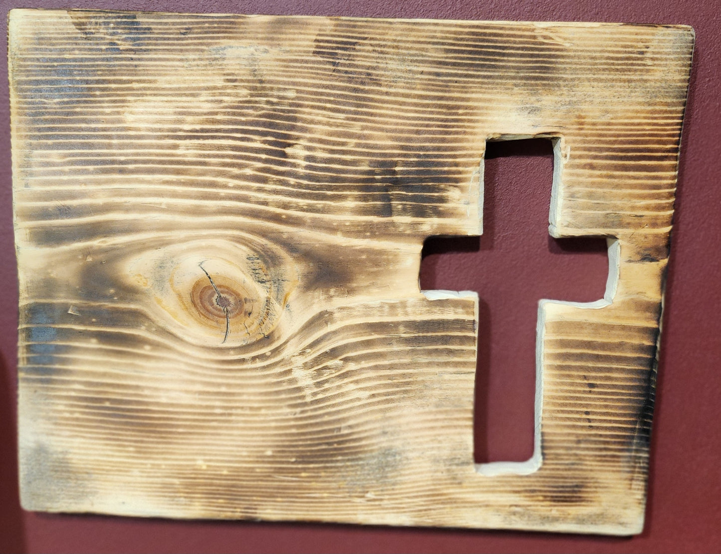 Cross cutout wood sign