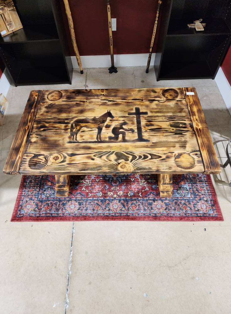 Hand routed coffee table