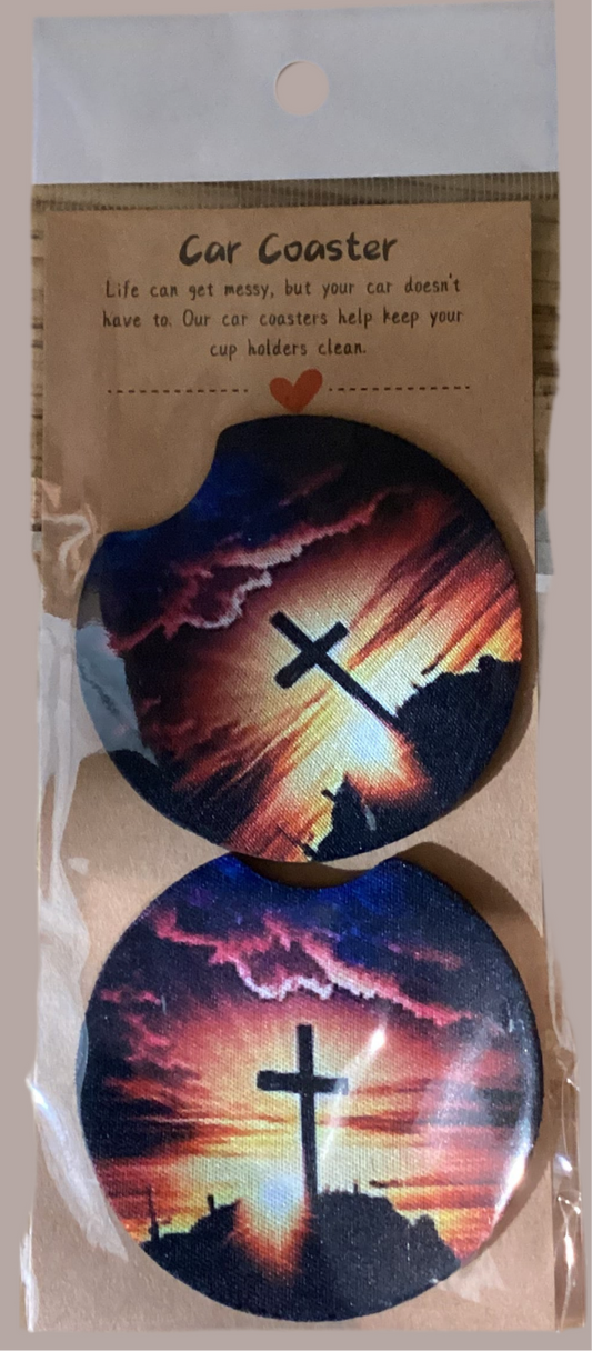 Sunset Cross Car Coasters