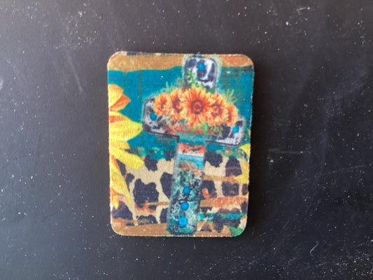 Cross sunflower magnet
