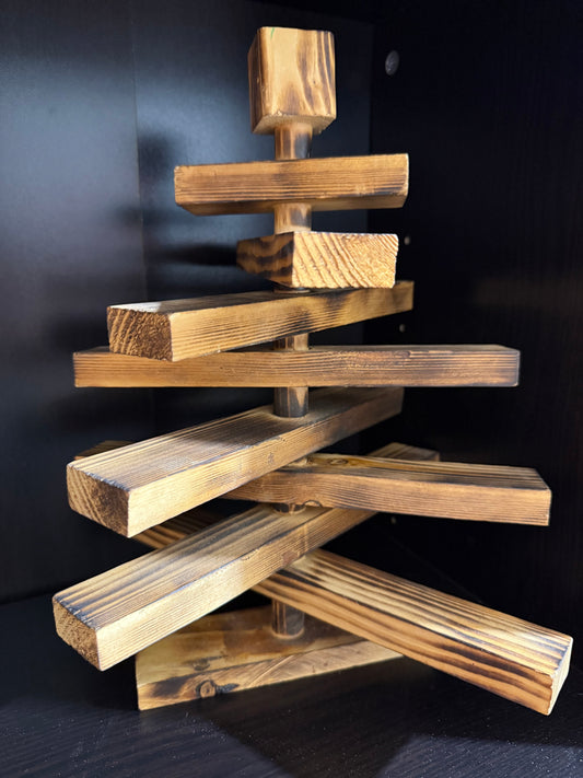 Wood burnt table top Christmas tree