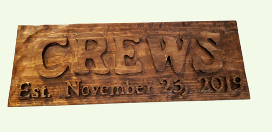 Custom hand routed established year name sign 2 1/2 ft x 12in