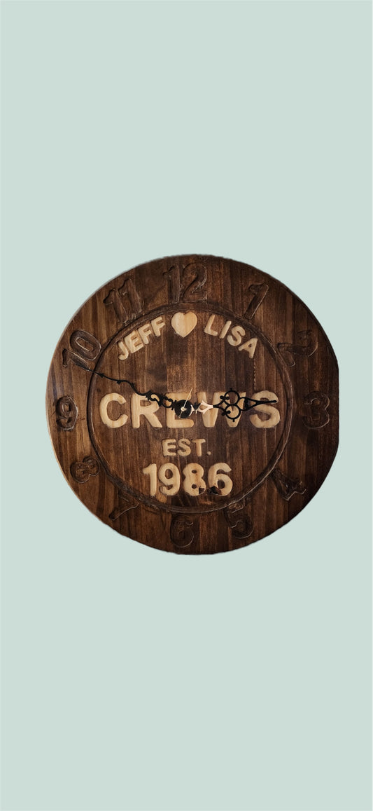 Custom hand routed anniversary clock